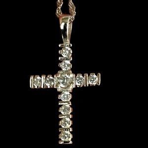 ML#2 Lovely Cz & Sterling 925 Cross& 18” Sterling Chain